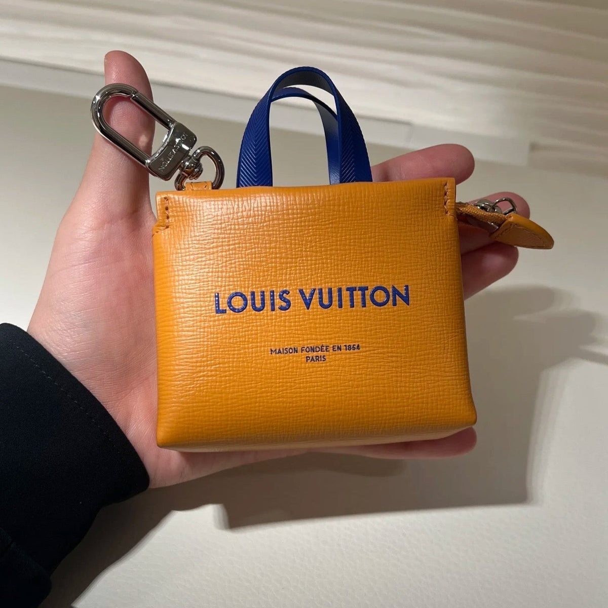 LOUIS VUITTON LV 25S MINI SHOPPER BAG CHARM IN BURNT ORANGE CALFSKIN