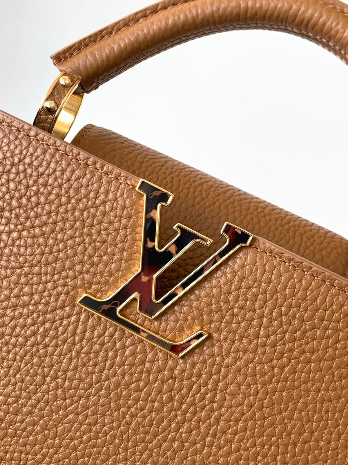 LOUIS VUITTON LV 25S CAPUCINES BAG 27 IN TAN CALFSKIN GOLD HARDWARE